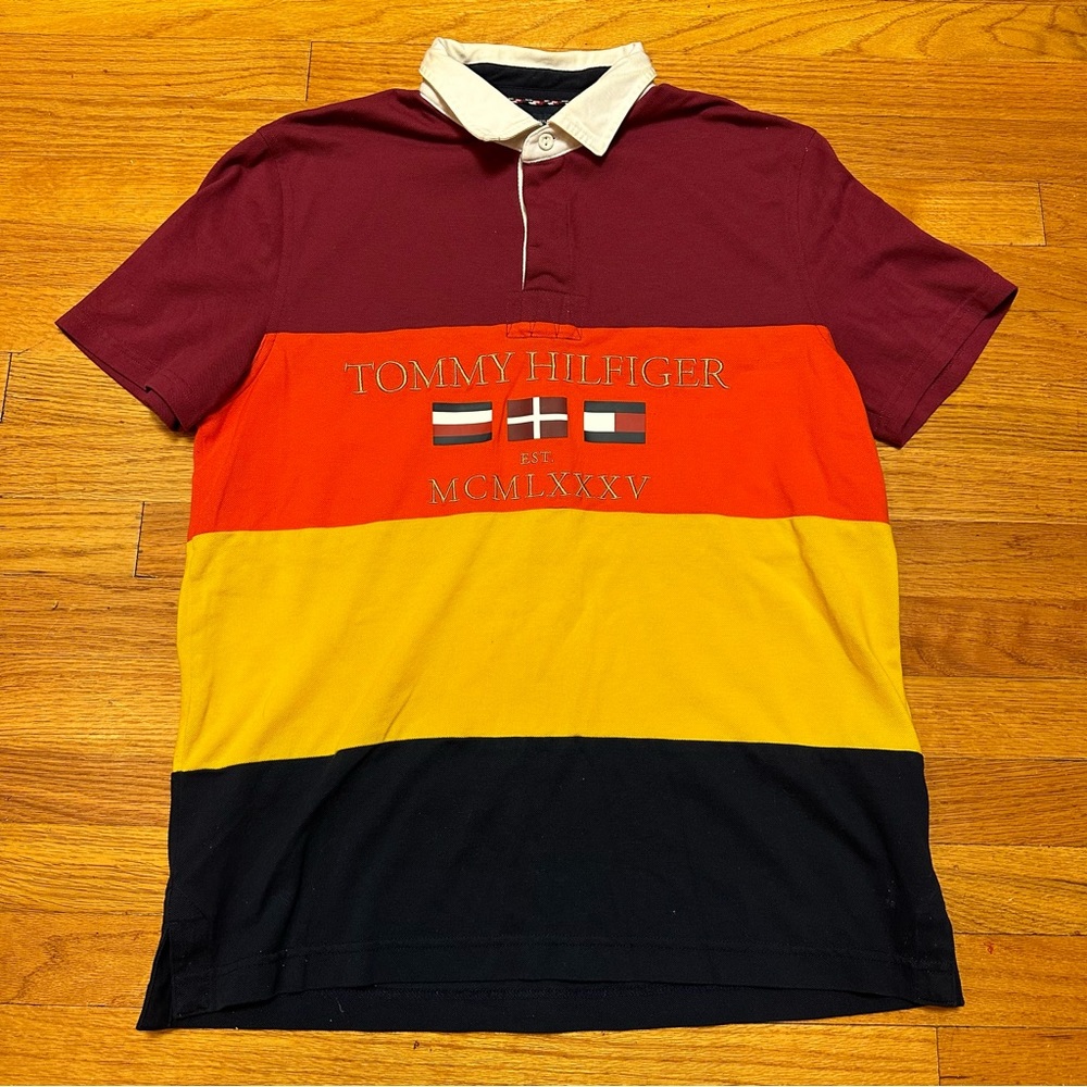Tommy Hilfiger Mickey Colorblocked Flag Graphic Rugby Shirt